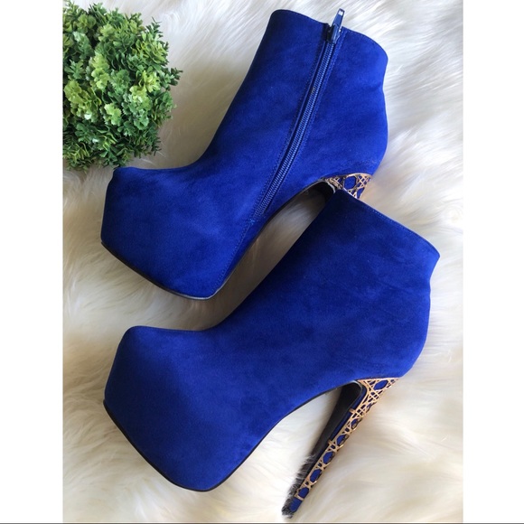 🆕 Royal Blue Platform Stiletto Booties - Picture 6 of 7